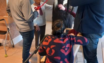 Une équipe de tournage France 2, filme une résidente et Jules le Lama